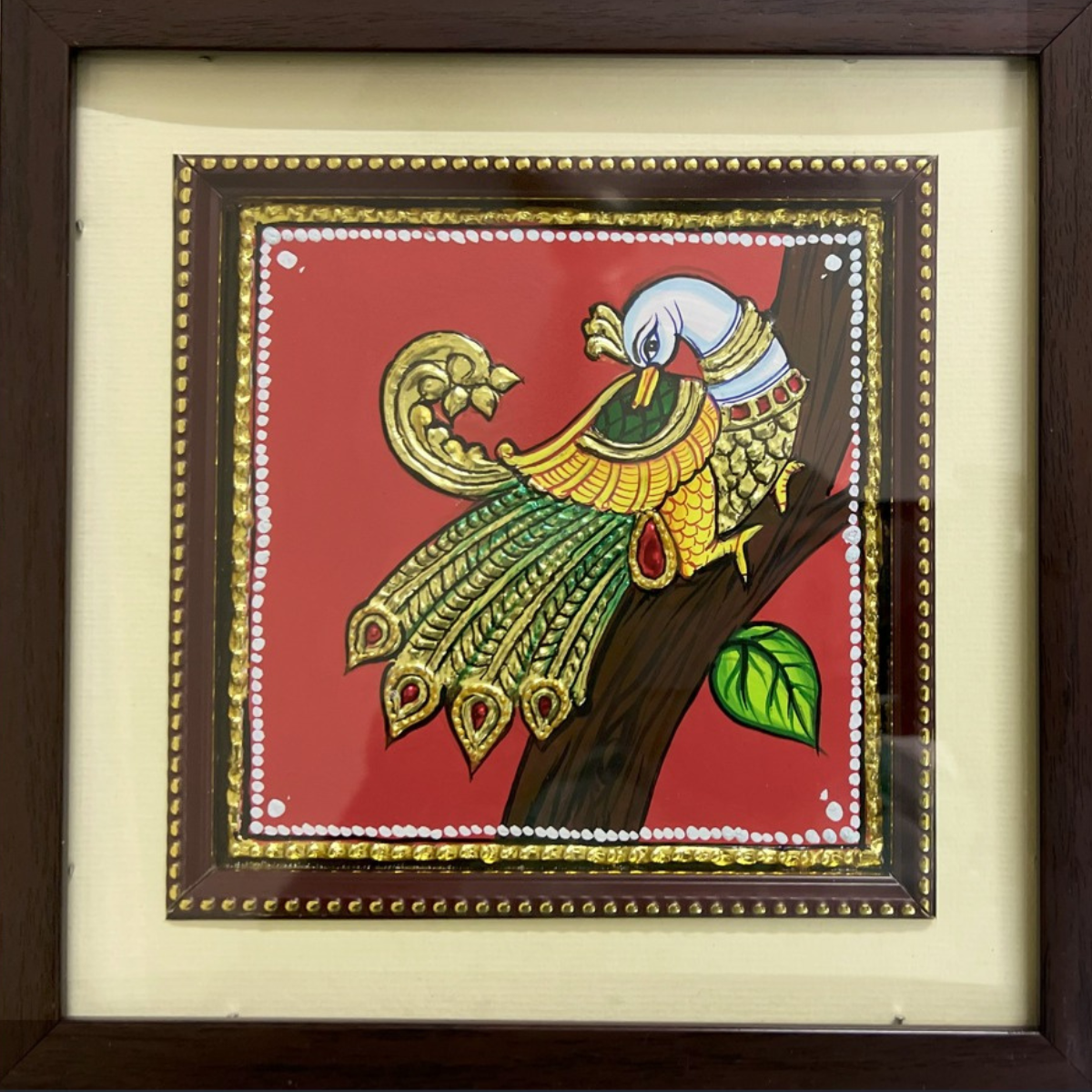 Handcrafted Tanjore Peacock Painting